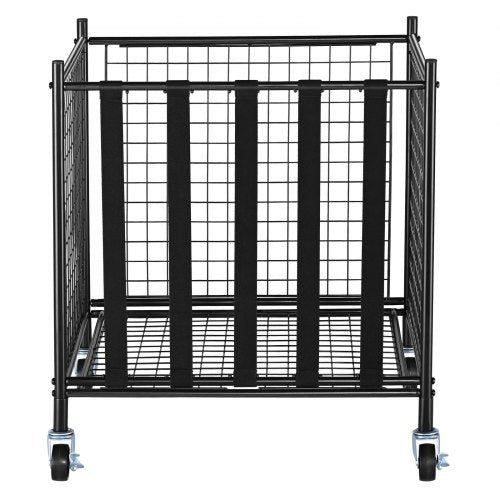 Rolling Sports Ball Storage Cart Lockable Basketball Cage with Elastic