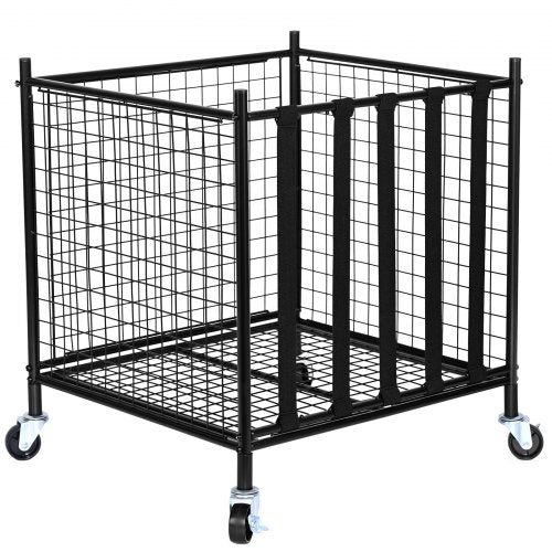 Rolling Sports Ball Storage Cart Lockable Basketball Cage with Elastic