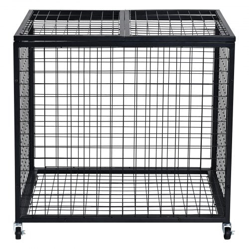 Rolling Sports Ball Storage Cart Basketball Cage with Double Lids Sport