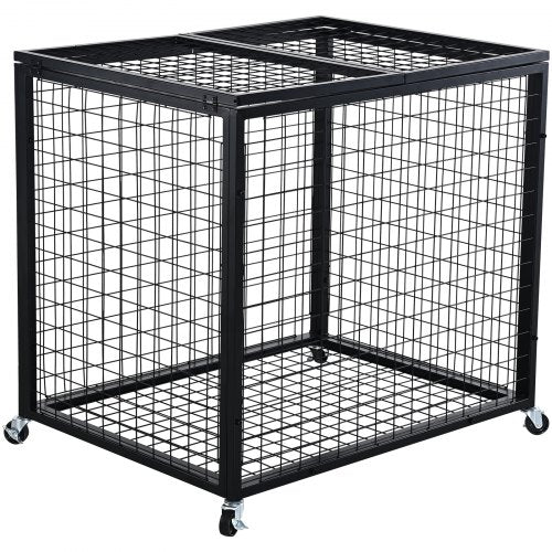 Rolling Sports Ball Storage Cart Basketball Cage with Double Lids Sport
