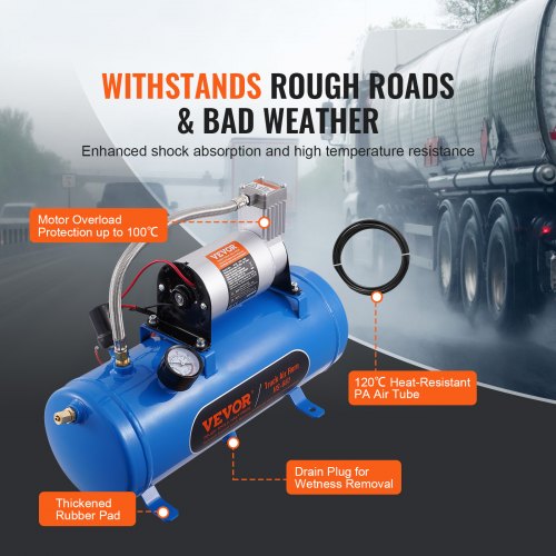 12V Air Compressor with Tank 16 Gallon6 L Train Horn Air Compressor 120