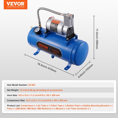 12V Air Compressor with Tank 16 Gallon6 L Train Horn Air Compressor 120