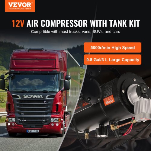 12V Air Compressor with Tank 08 Gallon3 L Train Horn Air Compressor 120