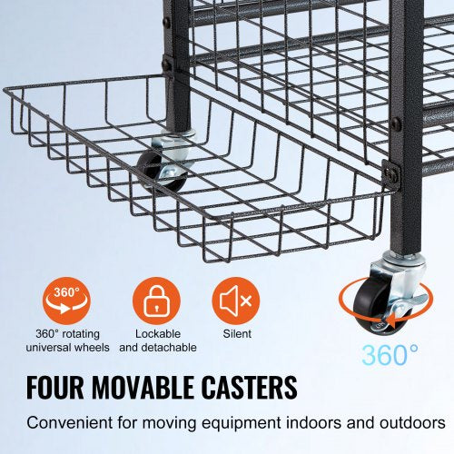 Sports Equipment Garage Organizer Rolling Ball Storage Cart on Wheels