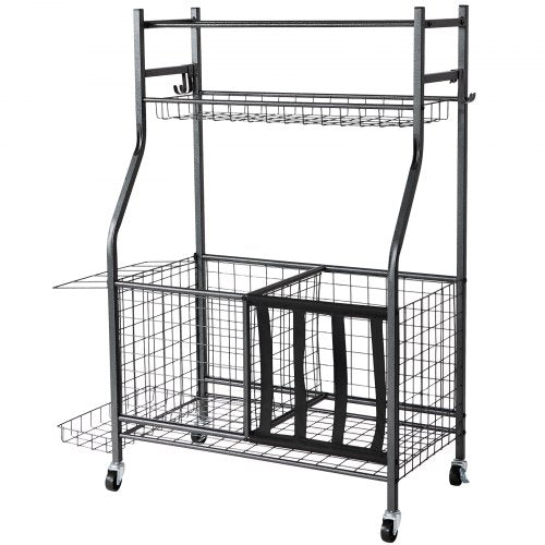 Sports Equipment Garage Organizer Rolling Ball Storage Cart on Wheels