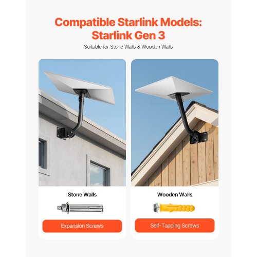Starlink Gen 3 Mount Adjustable Angle Wall Mounting Standard Gen 3 Pipe
