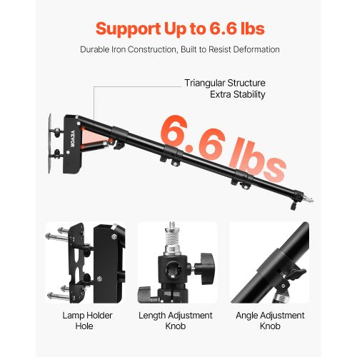 Ring Light Wall Mount Boom Arm 3937 in100 cm Triangle Boom Arm Support