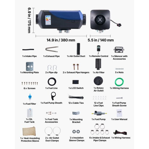 Diesel Heater 8KW DC 12V24V Portable Diesel Air Heater with Remote