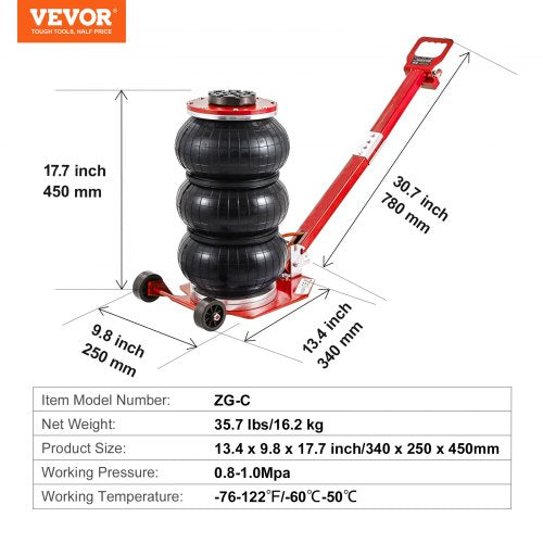 Air Jack 3 Ton6600 lbs Triple Bag Air Jack Airbag Jack with Six Steel