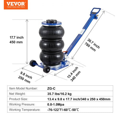 Air Jack 3 Ton6600 lbs Triple Bag Air Jack Airbag Jack with Six Steel
