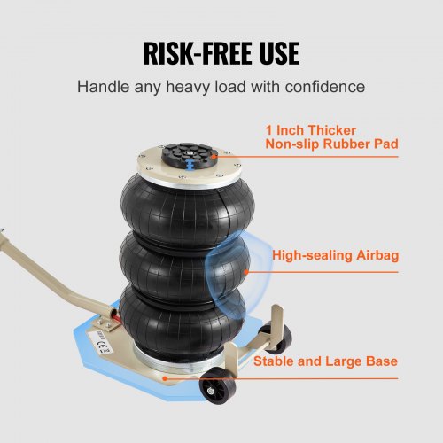 Air Jack 3T 6600 lbs Triple Bag Air Jack Airbag Jack with Six Steel