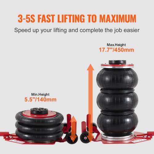 Air Jack 3 Ton6600 lbs Triple Bag Air Jack Airbag Jack with Six Steel
