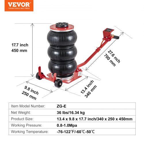 Air Jack 3 Ton6600 lbs Triple Bag Air Jack Airbag Jack with Six Steel