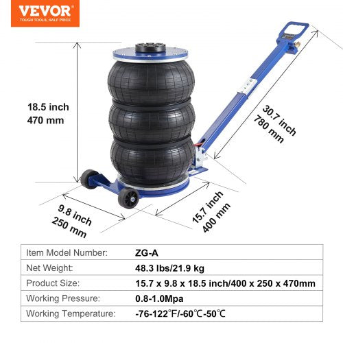 Air Jack 5 Ton11000 lbs Triple Bag Air Jack Airbag Jack with Six Steel
