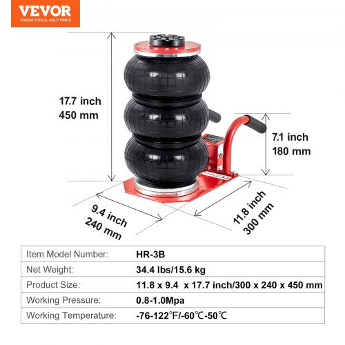 Air Jack 3 Ton6600 lbs Triple Bag Air Jack Airbag Jack with Six Steel