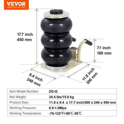 Air Jack 3 Ton6600 lbs Triple Bag Air Jack Airbag Jack with Six Steel