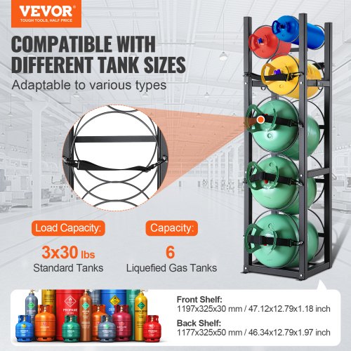 Refrigerant Tank Rack with 3 x 30lbs and Other 3 Small Bottle Tanks