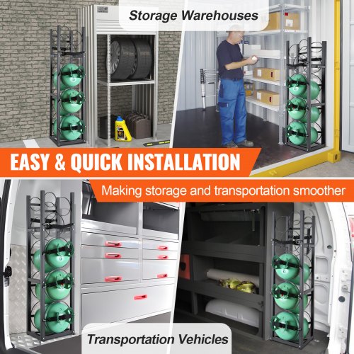 Refrigerant Tank Rack with 3 x 30lbs and Other 3 Small Bottle Tanks