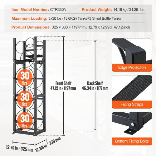 Refrigerant Tank Rack with 3 x 30lbs and Other 3 Small Bottle Tanks