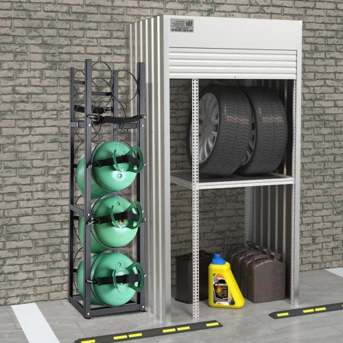 Refrigerant Tank Rack with 3 x 30lbs and Other 3 Small Bottle Tanks