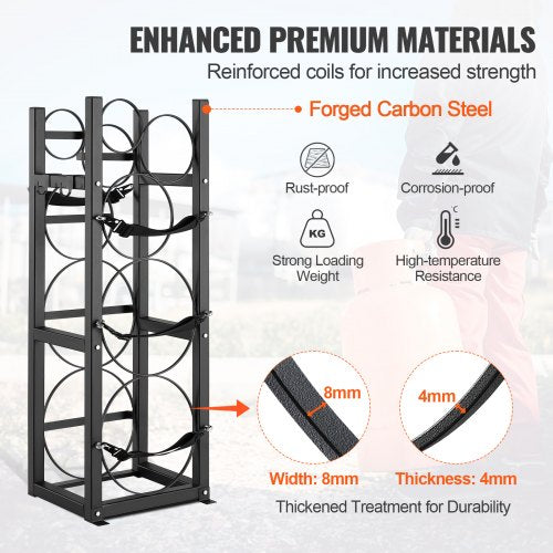 Refrigerant Tank Rack with 2 x 30lbs and Other 3 Small Bottle Tanks