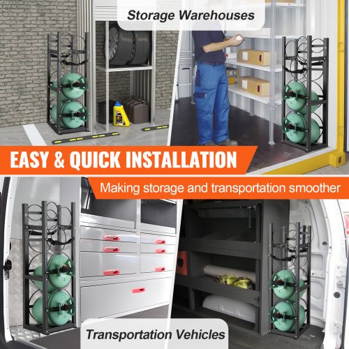 Refrigerant Tank Rack with 2 x 30lbs and Other 3 Small Bottle Tanks