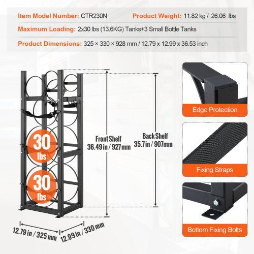Refrigerant Tank Rack with 2 x 30lbs and Other 3 Small Bottle Tanks