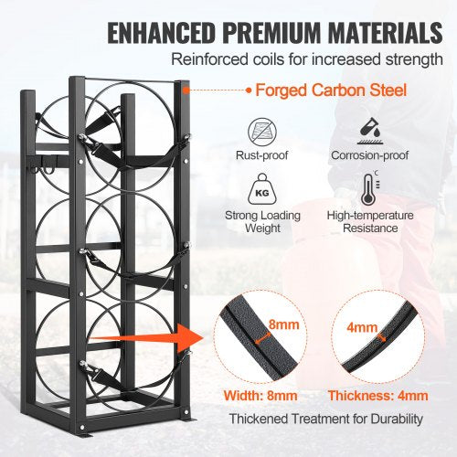 Refrigerant Tank Rack with 3 x 30lbs Bottle Tanks Cylinder Tank Rack