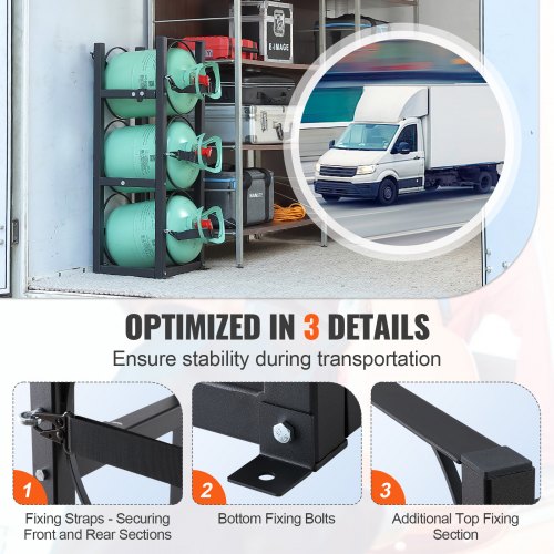 Refrigerant Tank Rack with 3 x 30lbs Bottle Tanks Cylinder Tank Rack