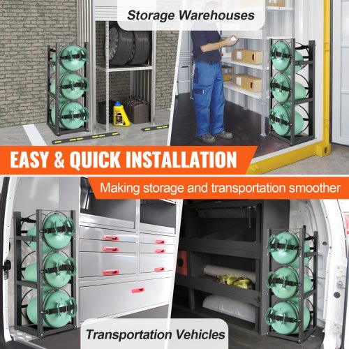 Refrigerant Tank Rack with 3 x 30lbs Bottle Tanks Cylinder Tank Rack