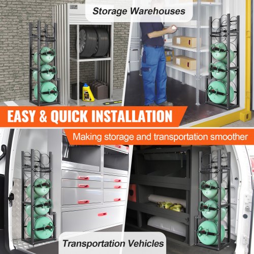 Refrigerant Tank Rack with 1 x 50lb 2 x 30lb and Other 3 Small Bottle
