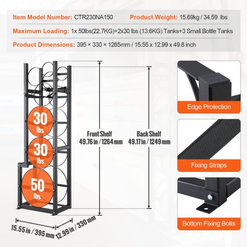 Refrigerant Tank Rack with 1 x 50lb 2 x 30lb and Other 3 Small Bottle