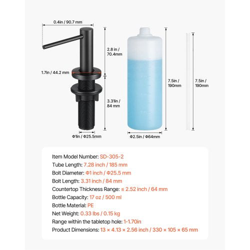 Soap Dispenser for Kitchen Sink Stainless Steel Built in Sink Soap 1