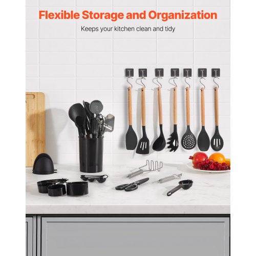 Kitchen Cooking Utensils Set 50 PCS Silicone Spatula Set with Holder 428°F