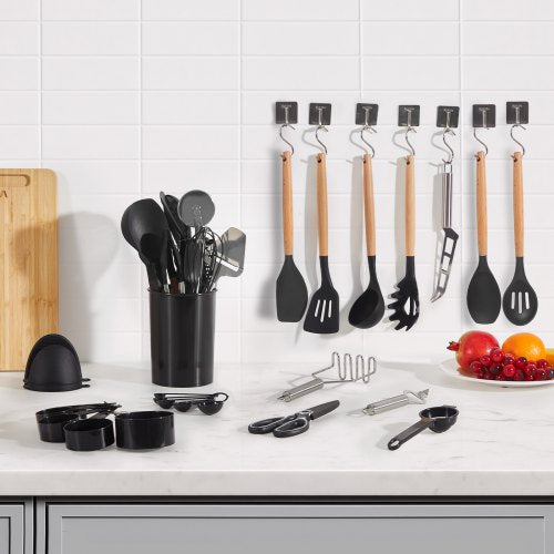Kitchen Cooking Utensils Set 50 PCS Silicone Spatula Set with Holder 428°F