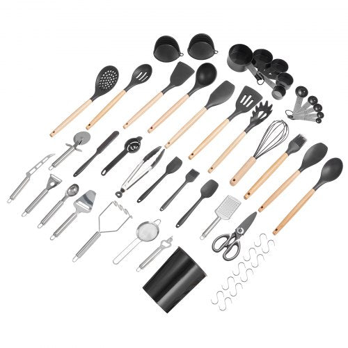 Kitchen Cooking Utensils Set 50 PCS Silicone Spatula Set with Holder 428°F