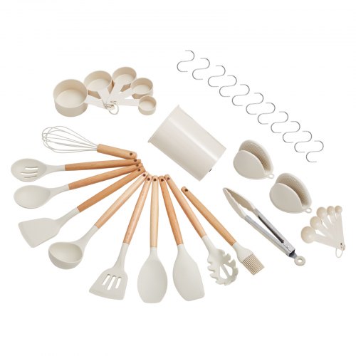 Kitchen Cooking Utensils Set 34 PCS Silicone Spatula Set with Holder 428°F