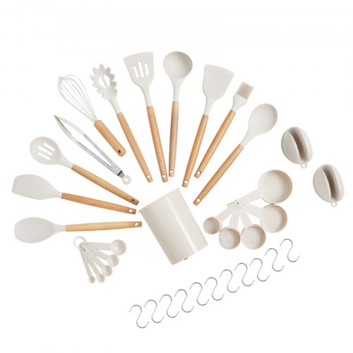 Kitchen Cooking Utensils Set 34 PCS Silicone Spatula Set with Holder 428°F