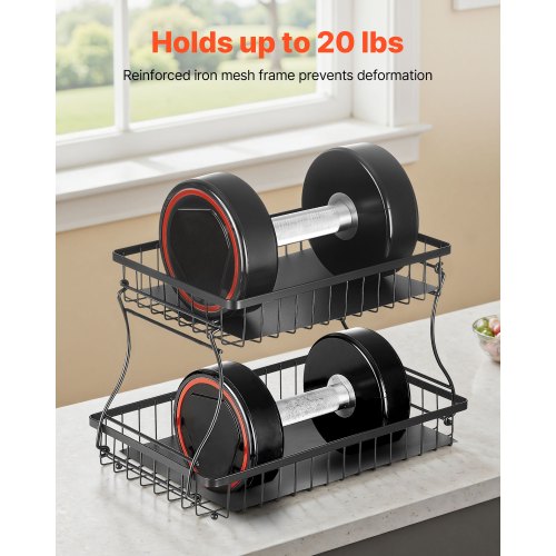 2 Tier Fruit Basket Countertop Fruits Vegetable Bowl with Banana Hangers