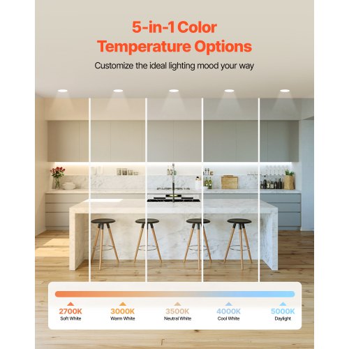12 Pack 6 Inch LED Recessed Ceiling Light 5CCT Canless Wafer Downlight