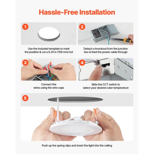 12 Pack 6 Inch LED Recessed Ceiling Light 5CCT Canless Wafer Downlight