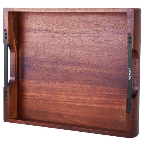 Wood Serving Tray Acacia Wooden Tray Board with Handles Decorative Rustic