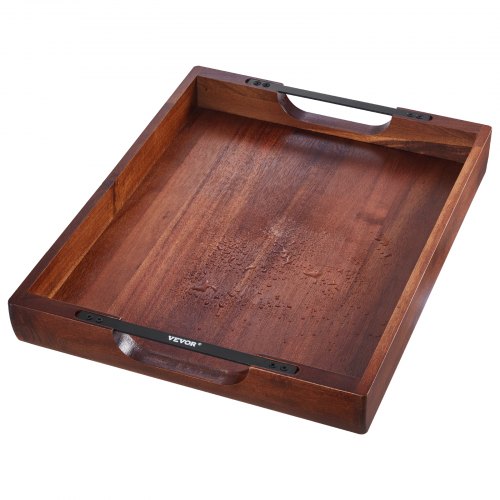 Wood Serving Tray Acacia Wooden Tray Board with Handles Decorative Rustic