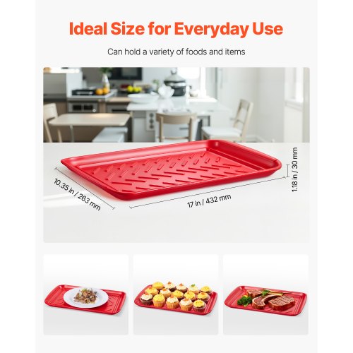 Plastic Serving Trays 2Pack Grilling Prep and Serve Trays with Handles