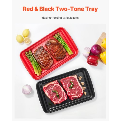 Plastic Serving Trays 2Pack Grilling Prep and Serve Trays with Handles