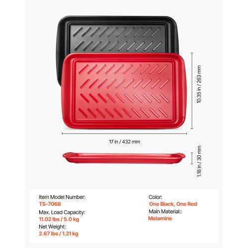Plastic Serving Trays 2Pack Grilling Prep and Serve Trays with Handles