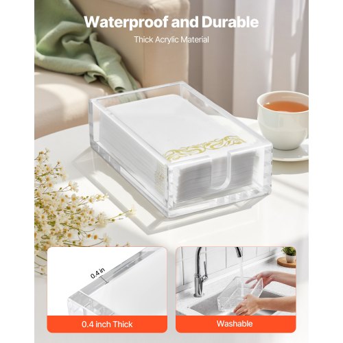 Acrylic Napkin Holder 91 x 55 x 2.6 inch Clear Bathroom Guest Towel