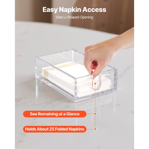 Acrylic Napkin Holder 91 x 55 x 2.6 inch Clear Bathroom Guest Towel