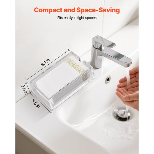 Acrylic Napkin Holder 91 x 55 x 2.6 inch Clear Bathroom Guest Towel