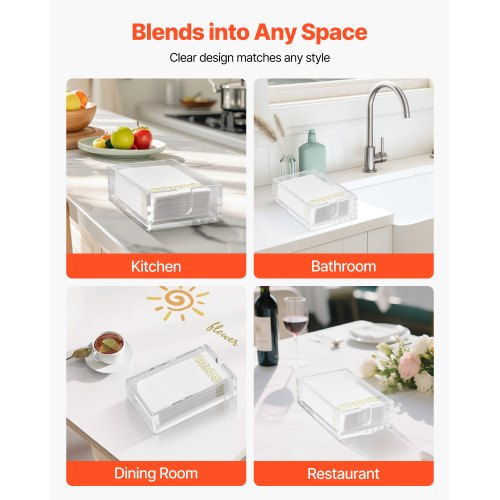 Acrylic Napkin Holder 91 x 55 x 2.6 inch Clear Bathroom Guest Towel